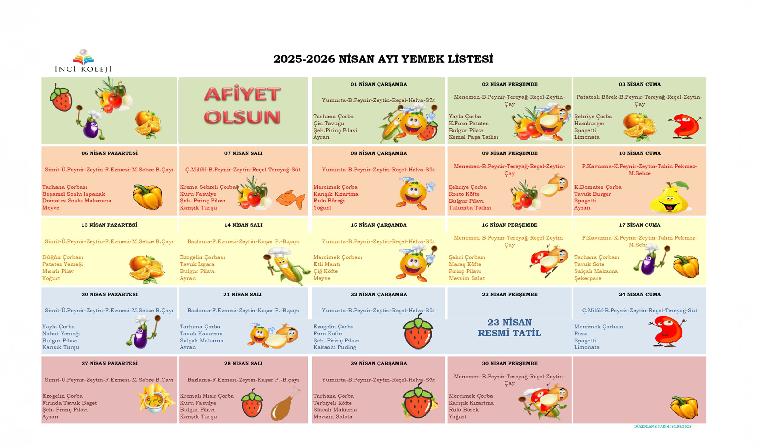 Yemek Listesi